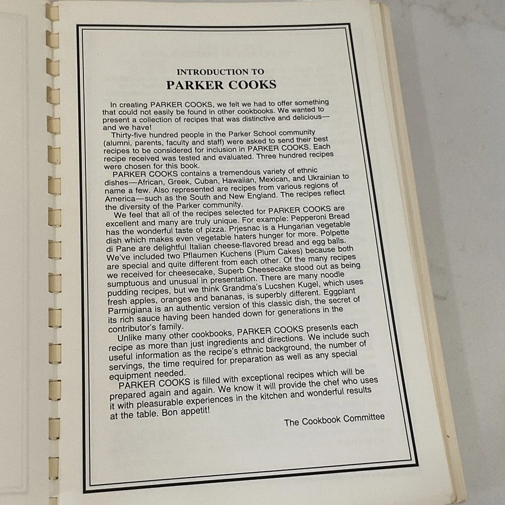 Francis W. Parker School Chicago IL Cookbook 1983 1st Print Parker Cooks